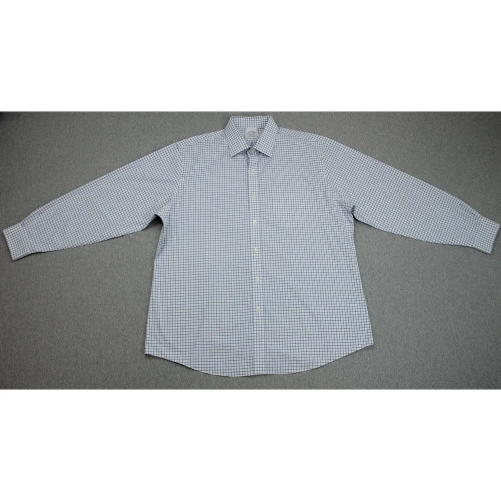 Brooks Brothers Shirt Mens 17 - 34 Check Supima Cotton Stretch Regent Non-Iron